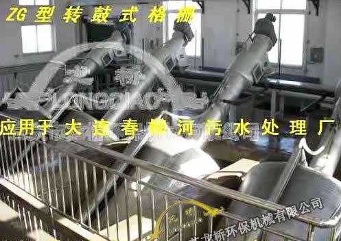 Rotary drum grille, screw-type fine grille